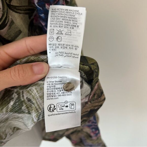 Los Angeles Atelier & Other Stories Voluminous Frilled Blouse Large Linen - Picture 9 of 9